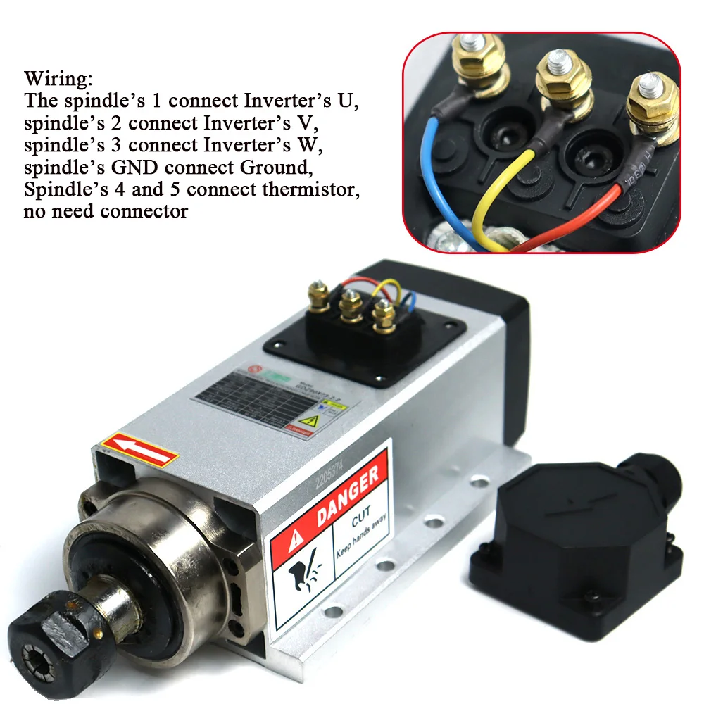 2.2KW Spindle Air-cooled 2200W 220V CNC Milling Motor+13 pcs ER20 collets（1-13mm）For CNC Machine Tool