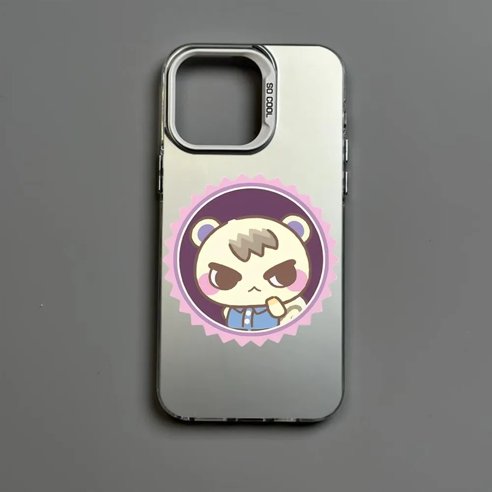 A-AnimalS C-crossing Phone Case IMD Color Silver Shell For IPhone 16 15 14 13 12 11 X XR Pro Max Plus