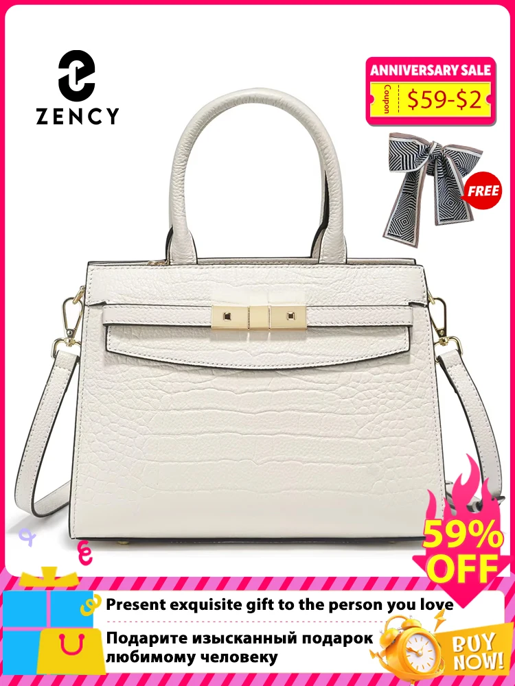 

Zency Ladies Cow Skin Fashion Handbags Genuine Leather Top-handle Bag For Work Luxury Designer Texture Crossbody Mom Bag Top Sac