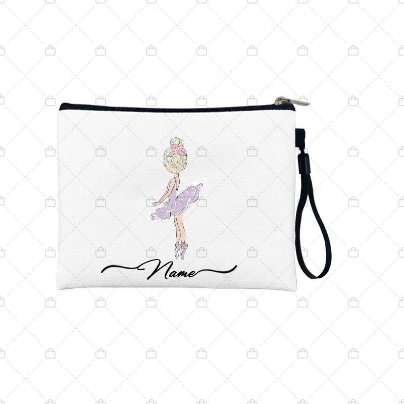 Ballet Girl Personalized Custom Cosmetic Makeup Pouchs Bridesmaid Bags Pencil Case Toiletry Travel Make Up Bag Pouch Cosmetics