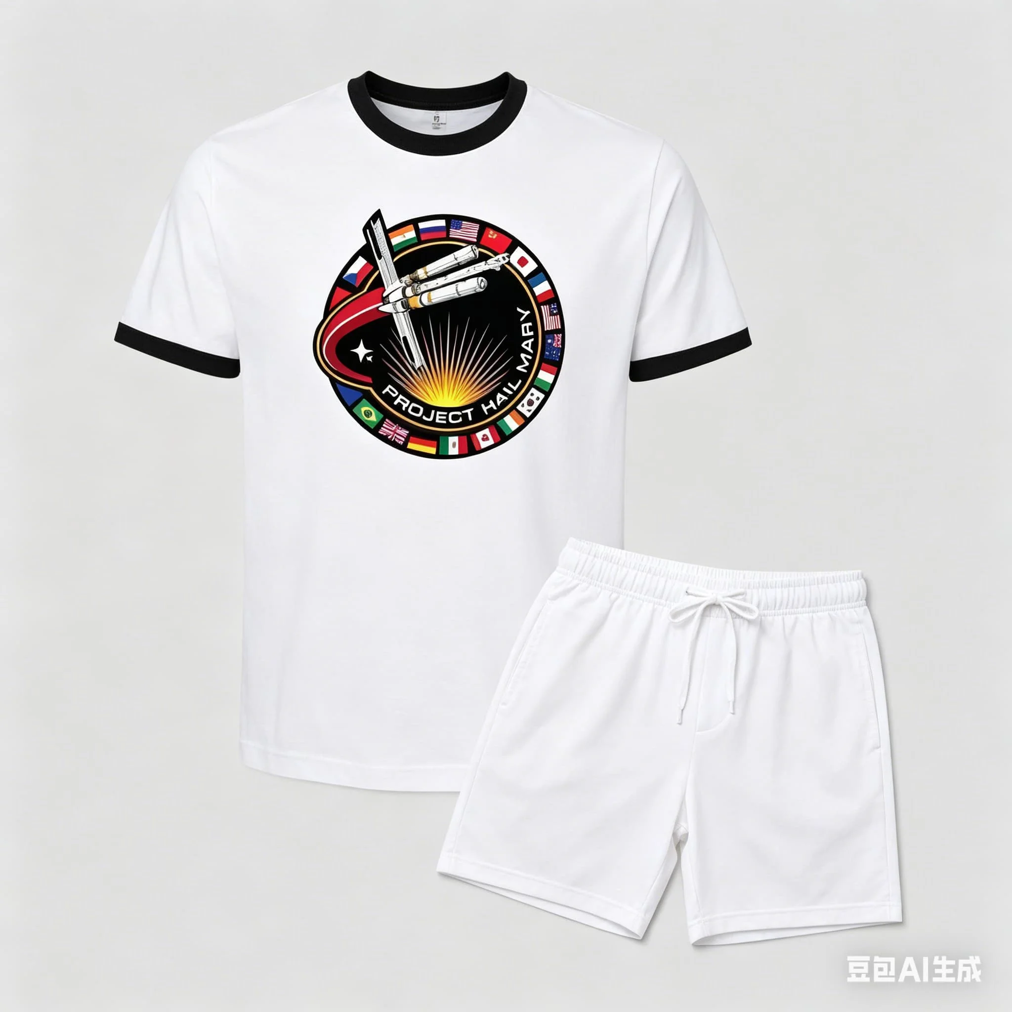 New Project Hail Mary Theme T-shirt Set Science Fiction Fan Mission Badge Retro Space Pattern Tee Men's Book Lover Gift