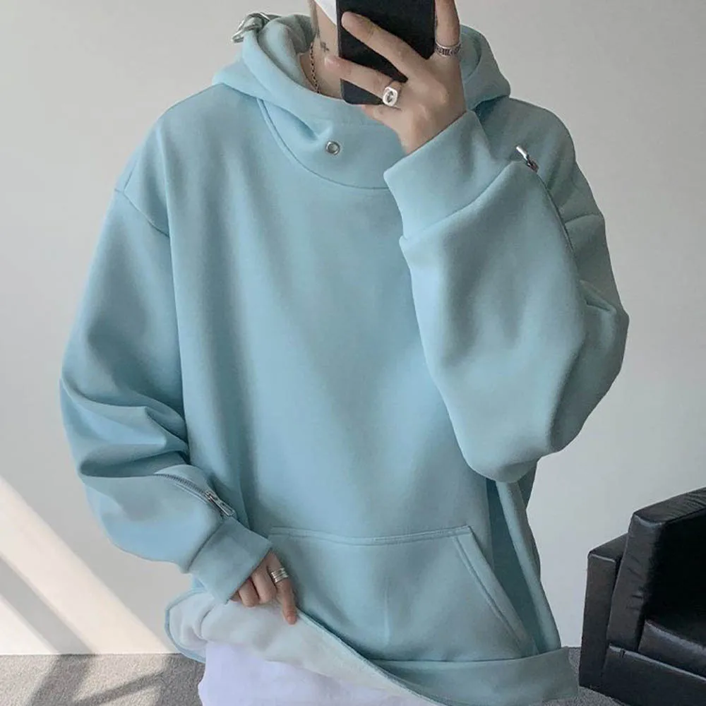 

Autumn New Men's Solid Color Long-Sleeved Sweatshirt American Retro Fashion Trend Casual High Street Loose Men's Tops 2025