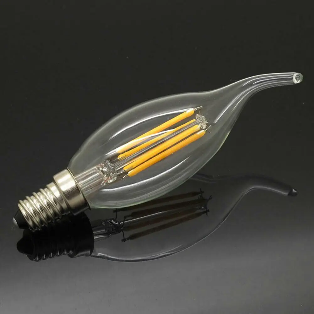 Vintage 2W 4W 6W LED Candle Bulb E14 220V Glass Cover Filament Light Lamp Long Lifespan Warm Cool White Light for Home Decor