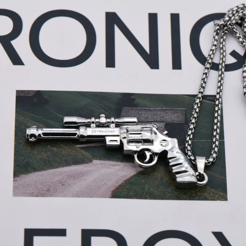 Fashion Hip Hop Punk Pistol Machine Gun Pendant Necklace Men's Rock Trend Cool Cycling Jewelry