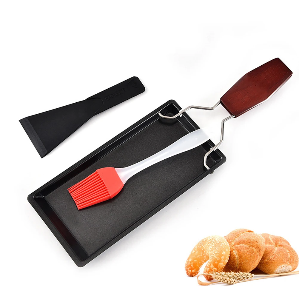

BBQ Frying Steak Pan Steak Wooden Handle Mini Griddle Pan Bbq Comal Metal Kitchen Appliances Cookware