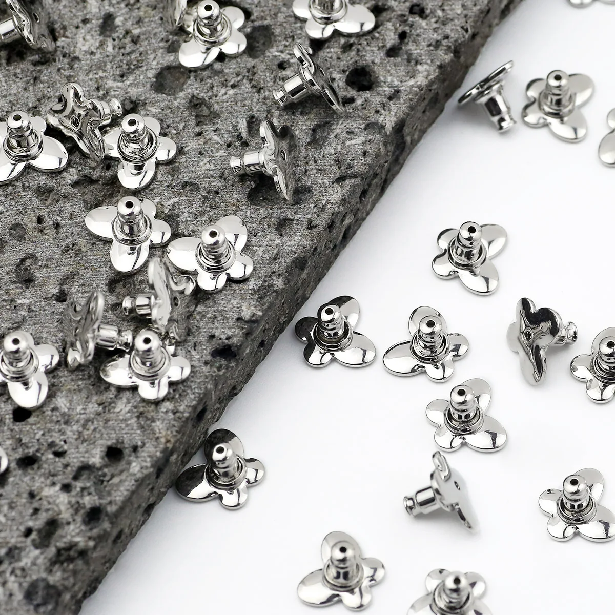

20/40pcs/lot Butterfly-shaped White Gold Ear Plugs Earring Backs Stopper Copper Earring Back For DIY Jewelry Making Accessories