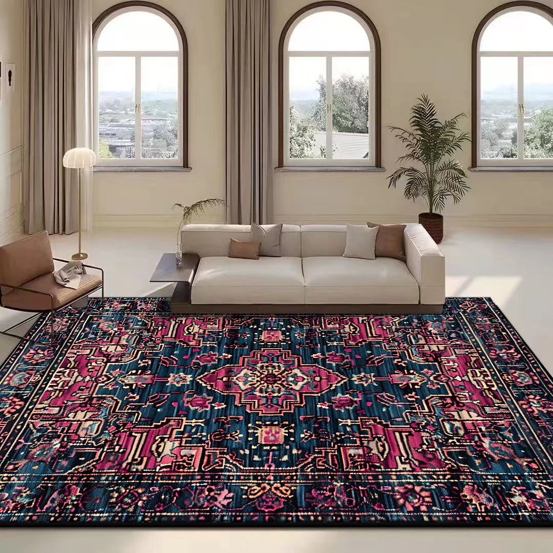 Persian Style Living Room Rugs Retro Antiskid Bedroom Decoration Carpet Easy Clean Entrance Door Mat Machine Washable Big Size