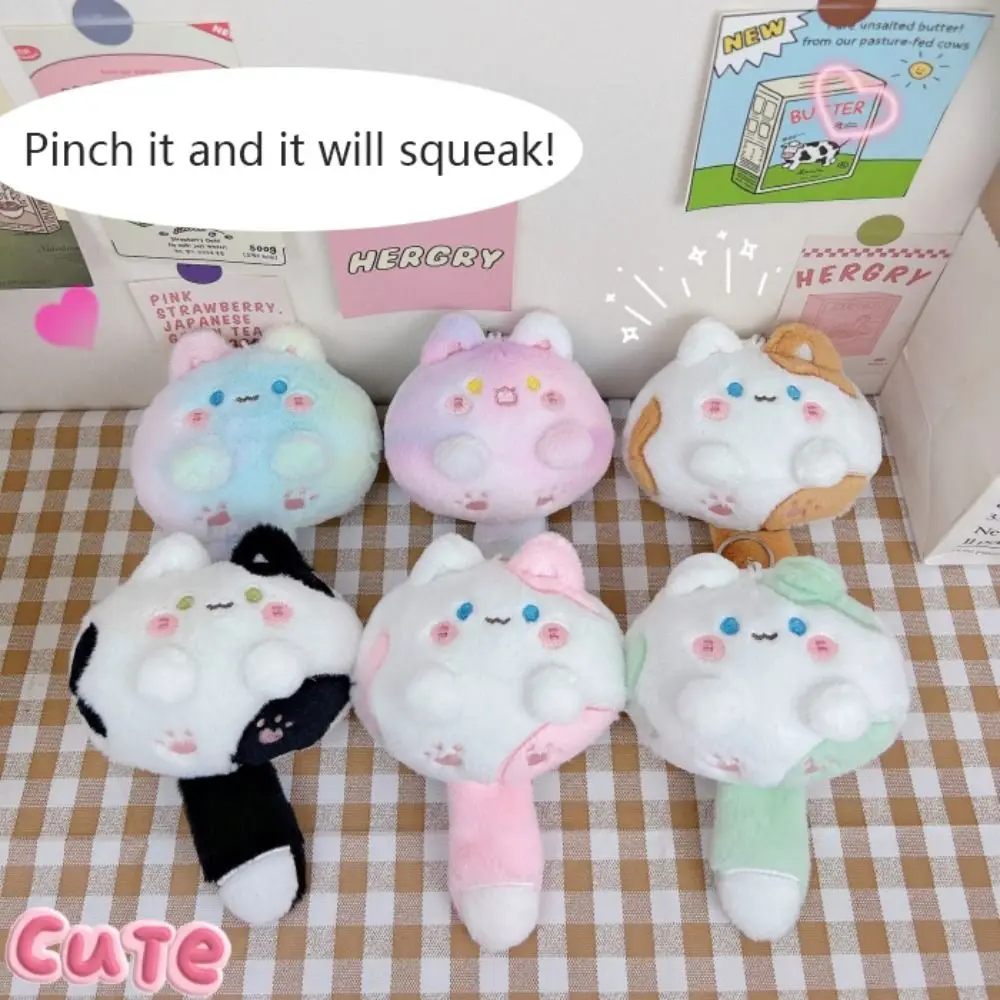 Pendant Long Tailed Cat Plush Keychain Squeak Cartoon Cat Soft Tail Plush Toy Kawaii Cute Soft Stuffed Cat Keyring