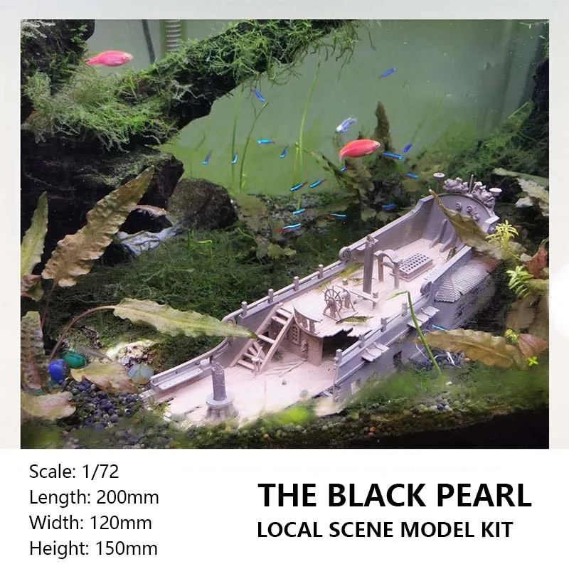 1/72 Black Pearl Shipwreck Scene Model Kit Ship Model Toy Fish Tank Landscape Decoration Model ABS Material