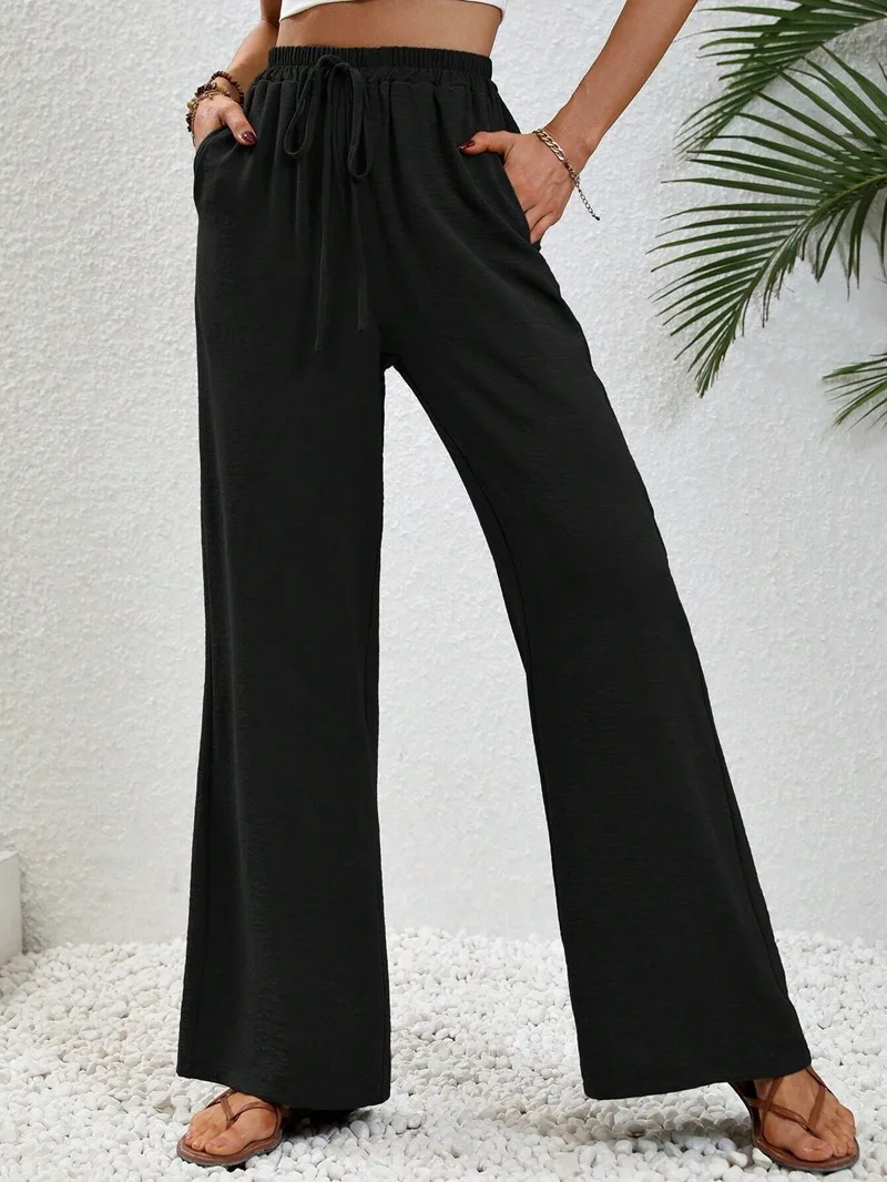 Women's autumn and winter new loose everything with solid color mopping wide-leg trousers casual pants