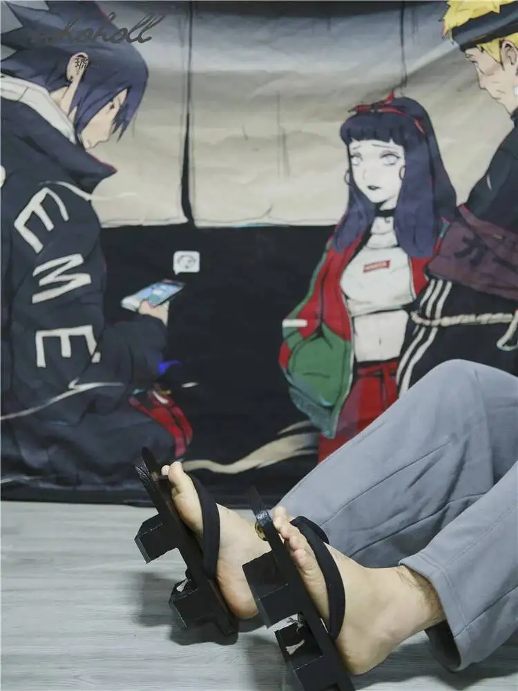 رجل اليابانية جيتا شبشب صيفي الوجه يتخبط قباقيب الساموراي الخشبية الصنادل تأثيري أحذية سوداء سميكة القاع صنادل أرضية