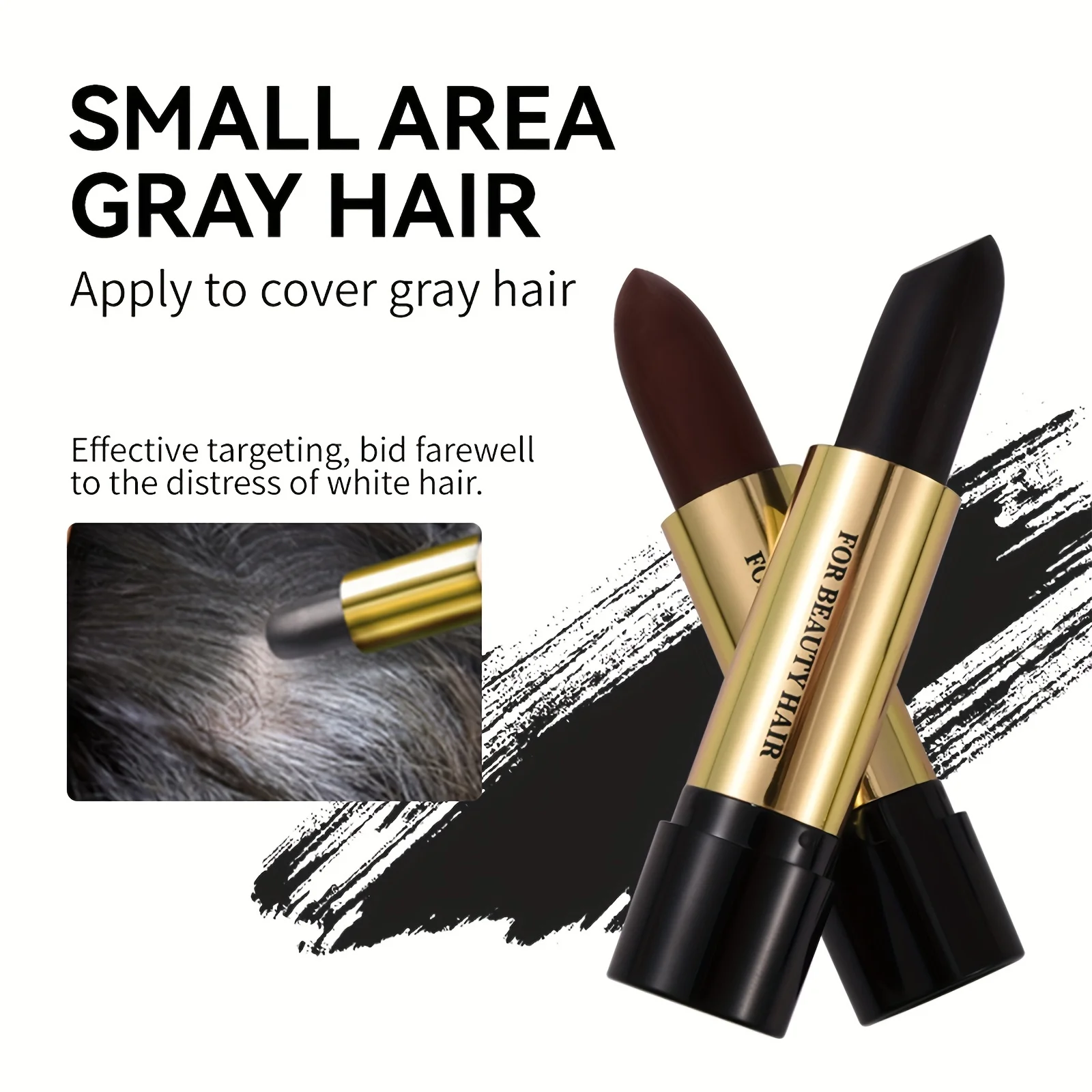 

Одноразовый карандаш-краска для волос: закрашивание седины и волосистой части кожи, тип нанесения - смазывание