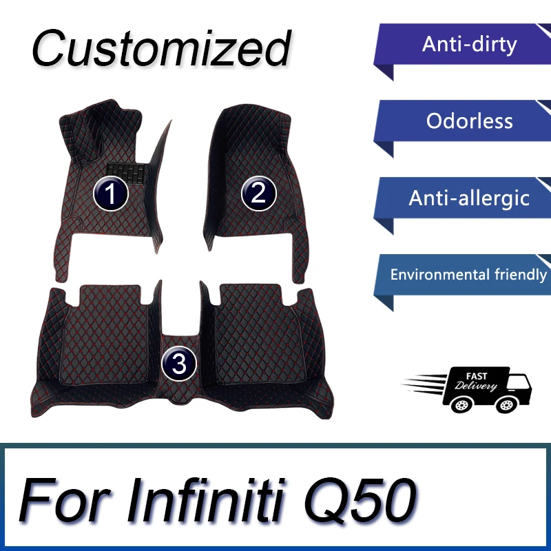 

Автомобильные коврики для Infiniti Q50 2014 2015 коврики водонепроницаемые пользовательские аксессуары для интерьера коврики для ног Автомобильная защита Педали колодки