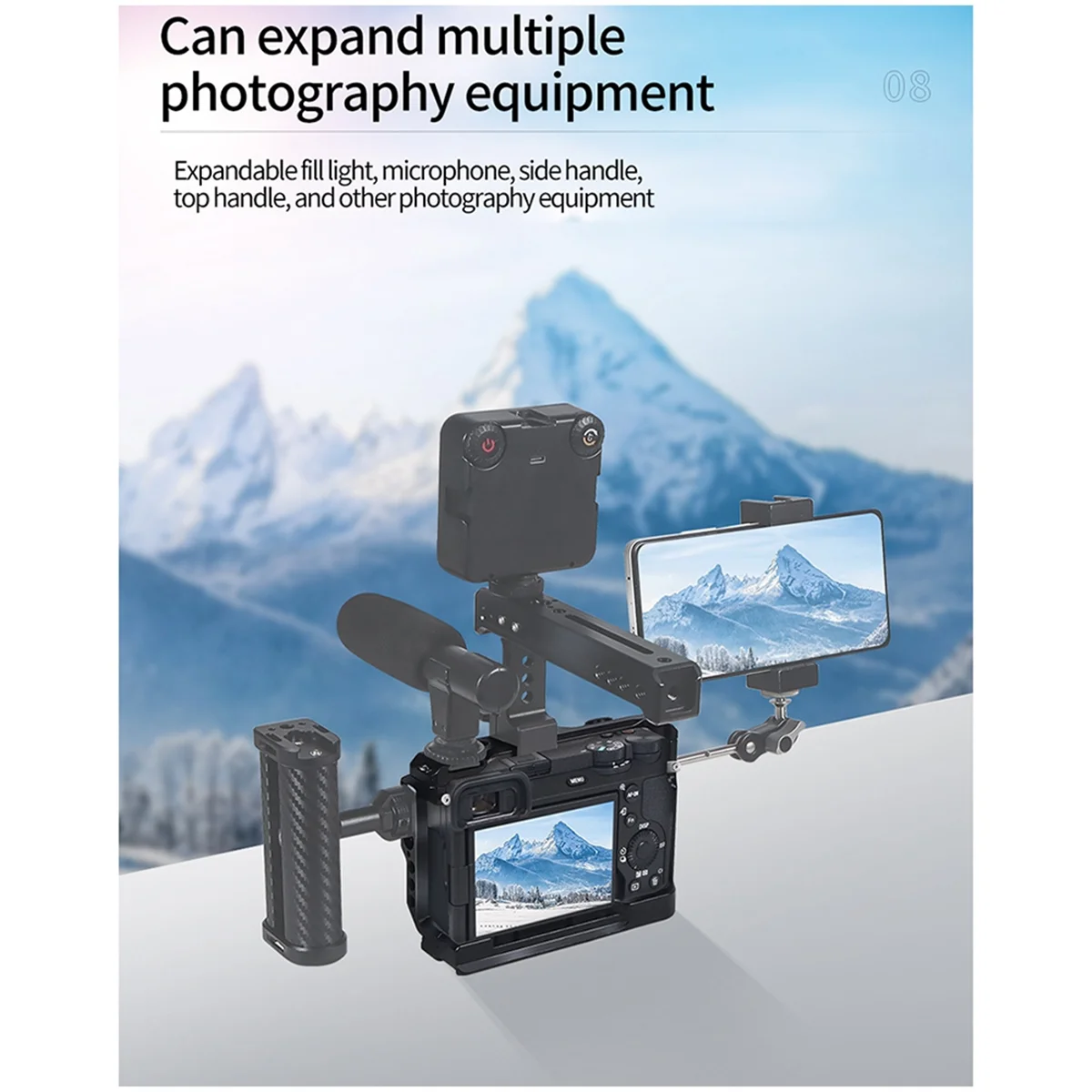 baae-a6700-デジタル一眼レフカメラケージリグトップハンドルコールドシューマウントマイクフラッシュライトブラケット-sony-a6700-スタビライザーホルダー用