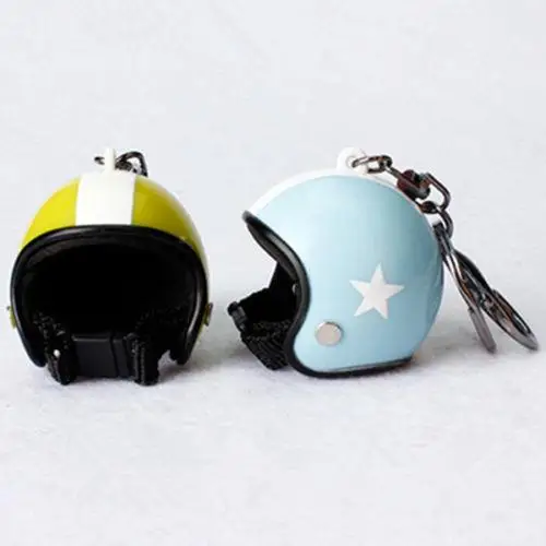 Car Key Rings Star Pattern Helmet Design Keychain Car Motorcycle Motor Bicycle Crash Helmet Key Fob Chain