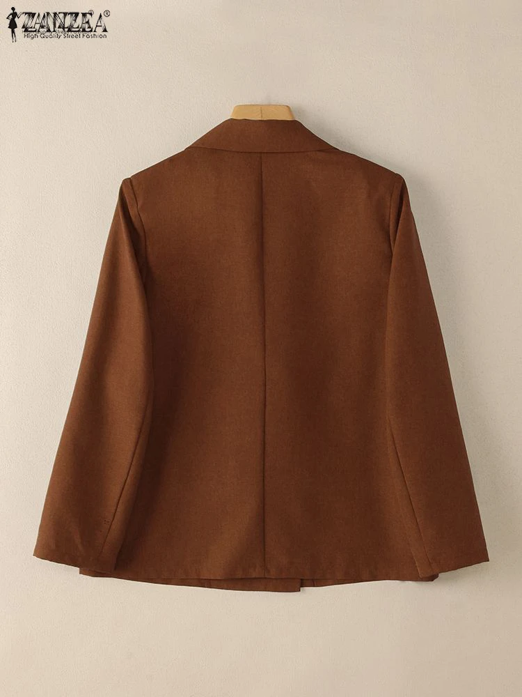 ZANZEA سترات خريفية أنيقة للنساء 2025 ملابس خارجية للمكتب ورقبة طية صدر السترة وأكمام طويلة معاطف غير رسمية بأزرار للأسفل #5