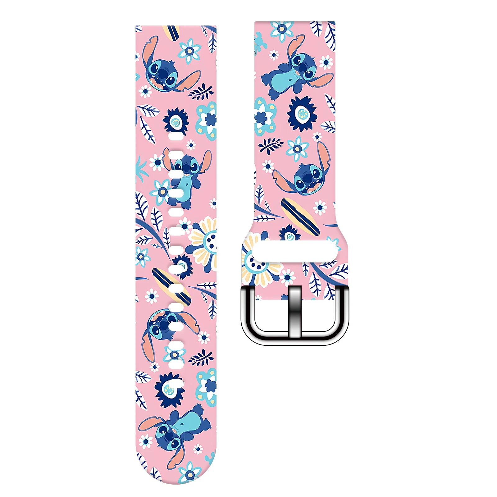 

Ремешок для часов с героями мультфильмов Disney Stitch Lilo, 20 мм, 22 мм для Samsung Galaxy Watch 7/6/5/4, силиконовый ремешок с принтом, подарок для женщин и детей