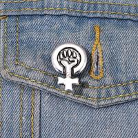 Women Power Pins Custom Silver Color Fist Brooches Girls Support Girls Lapel Badges Feminism Feminist Jewelry Gift for Friends