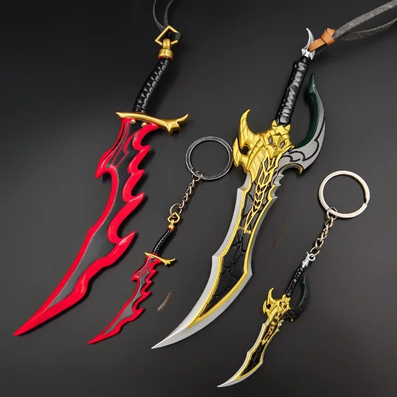 Espada de Anime de nivelación individual de 9/22cm, espada de samurái de Metal de sabre largo, Cosplay japonés Kanata, regalos para niños, decoración del hogar