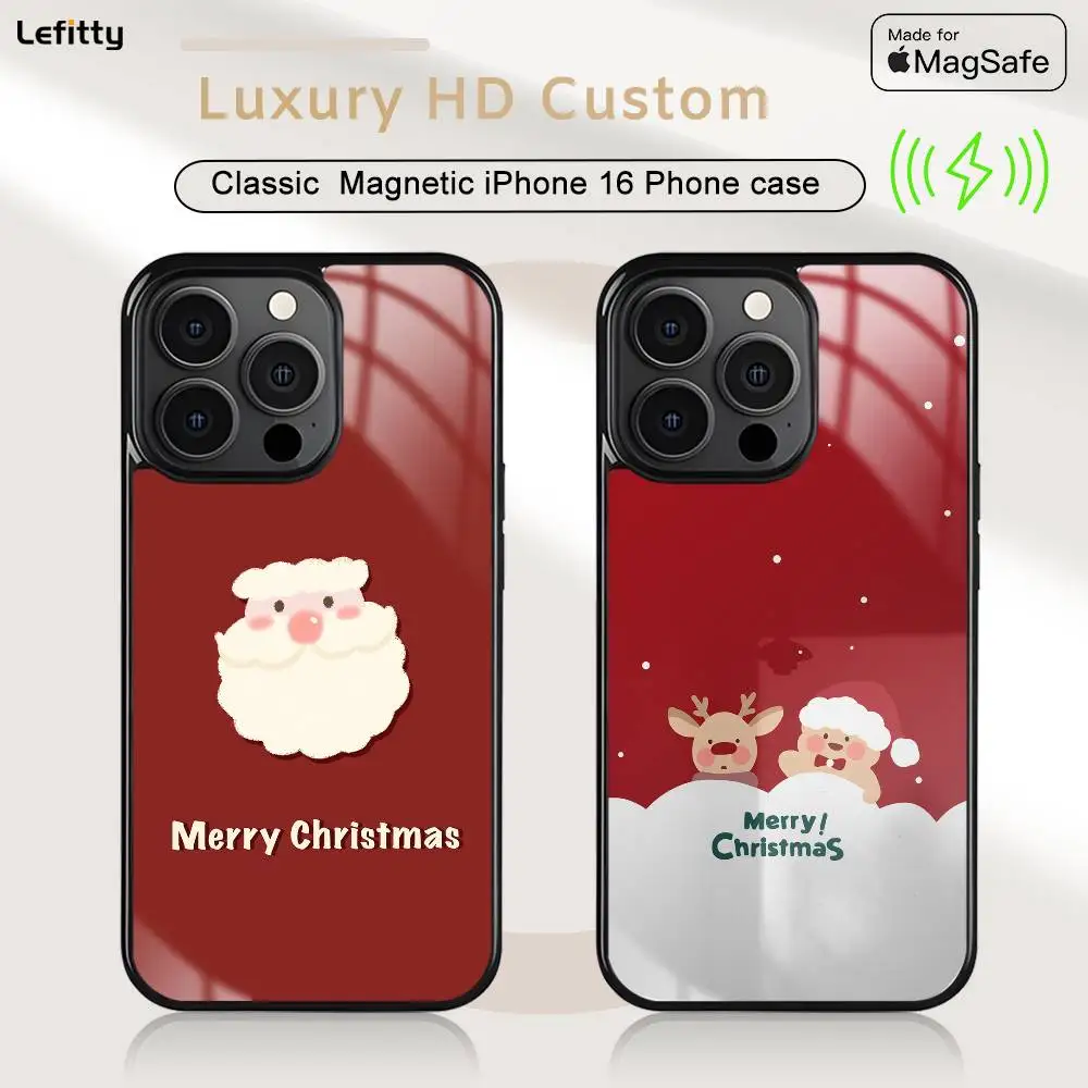 

Ins Merry Christmas Phone Case For iPhone 16 15 14 13 12 11 Pro Max Plus Mini Magsafe Charging Cover Magnetic Hard Shell