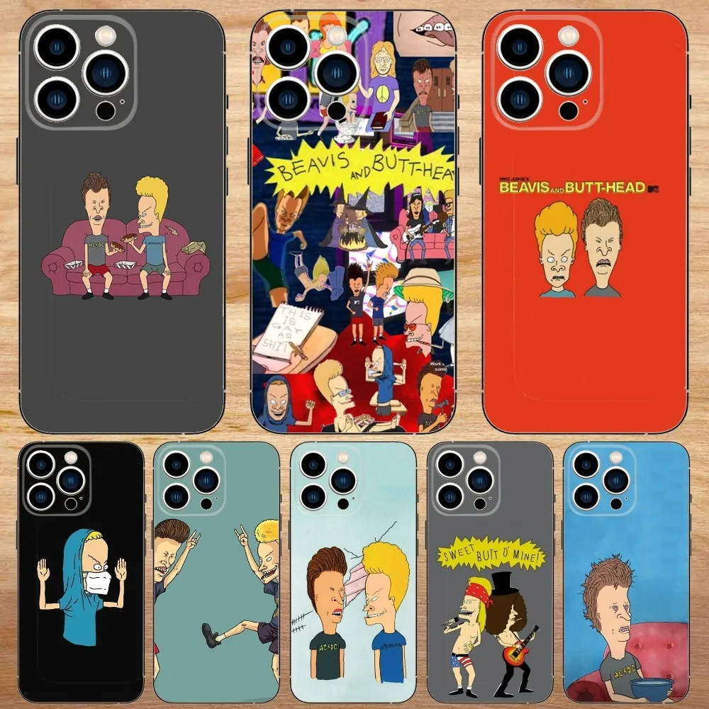 Beavis and Butt-Head Phone Case For iPhone15,14,13,12,11,Pro,Max,Plus,Mini,X,XS,XR,8,7,6,S,Plus,SE Soft Black Case