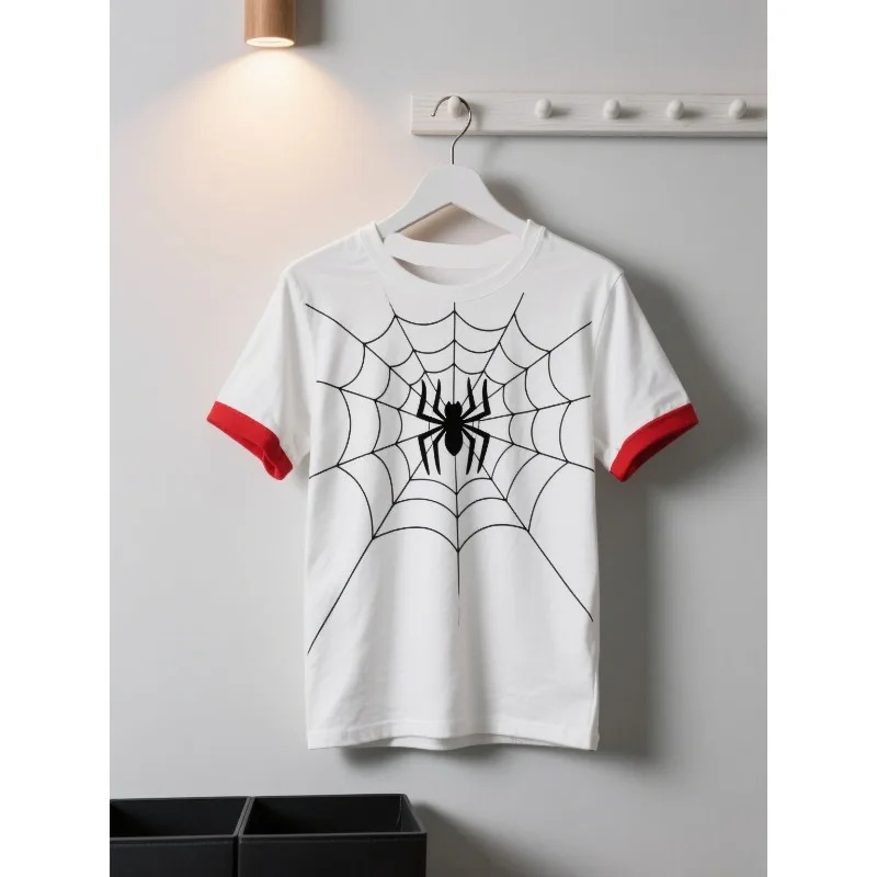 

MOTO-Новая летняя модная быстросохнущая свободная футболка с принтом паутины для взрослых