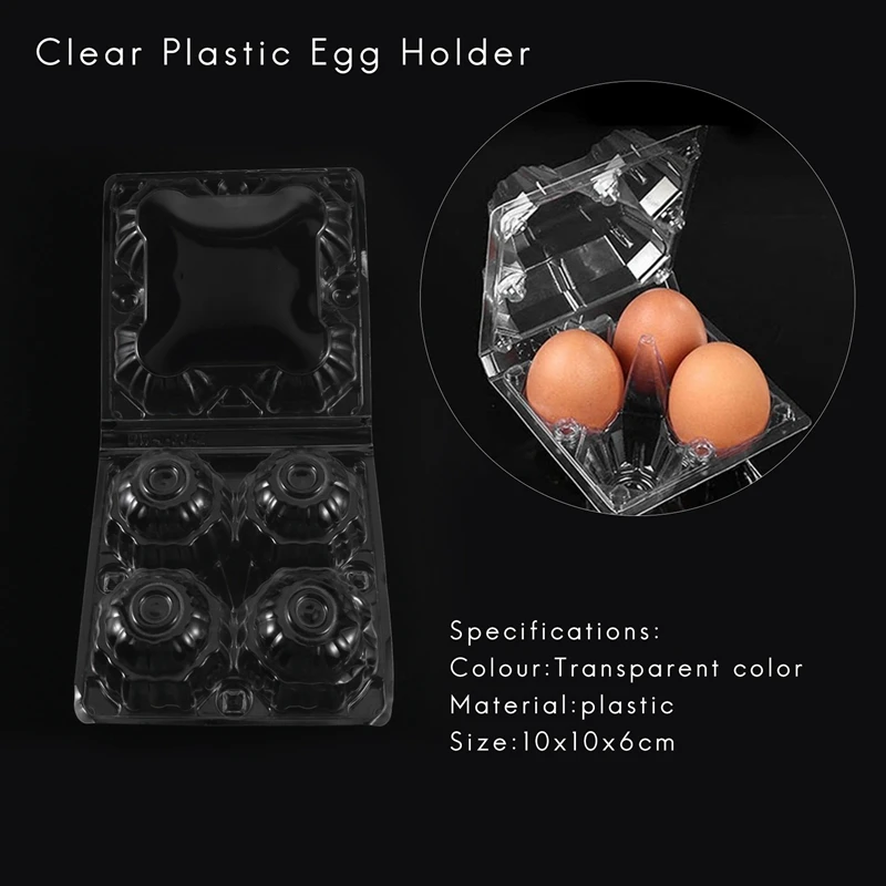 กล่องใส่ไข่พลาสติก 50 ชิ้น แบบใส สำหรับใส่ไข่ไก่ เหมาะสำหรับครอบครัว ฟาร์มเลี้ยงไก่ ธุรกิจ ตลาด- 4 ช่อง-A51M