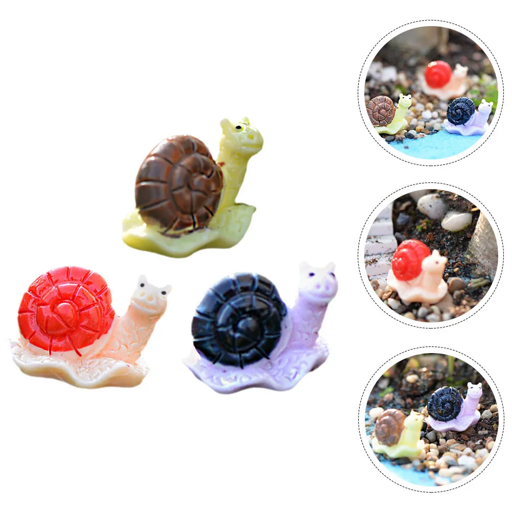 

3pcs Realistic Fake Snail Figurines Simulation Snail Decoration For Garden Yard Balcony Desktop Decor Kids Educational Succulent