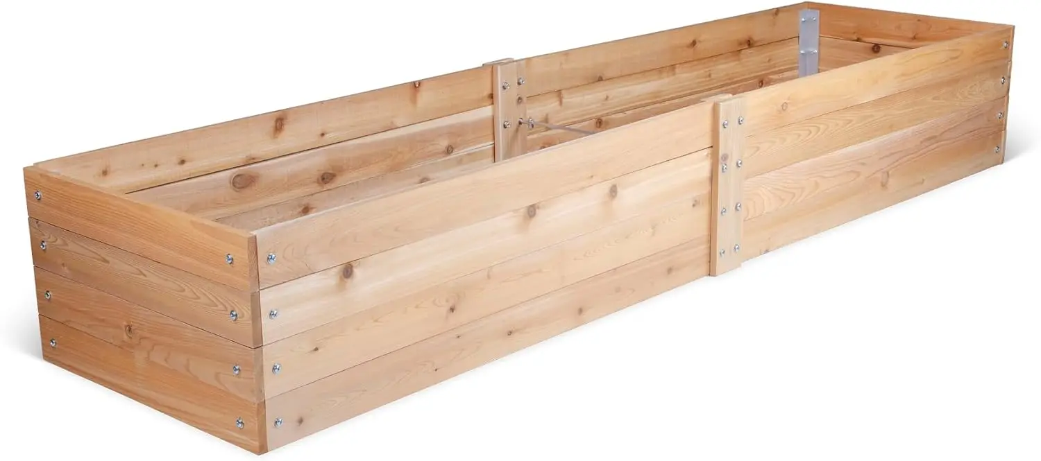 Outdoor Raised Garden Bed Stand, Wooden Planter Box Workstation, Backyard Patio Balcony Gardening Station, Deep Soil Planting Container Storage Rack, Rustic Farmhouse Style, Natural Cedar, Single Piece