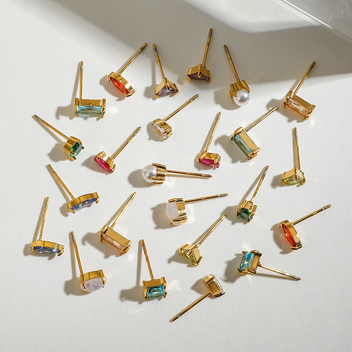 أقراط جورا النسائية الملونة لعيد الميلاد في ديسمبر أقراط رائعة من الفولاذ المقاوم للصدأ بأحجار كريمة هندسية مجوهرات يومية #4