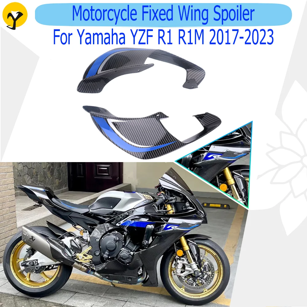 For Yamaha YZF R1 R1M 2017 2018 2019 2020 2021 2022 2023 Motorcycle Aerodynamic Wing Kit Side Winglets Fixed Wing Spoilers