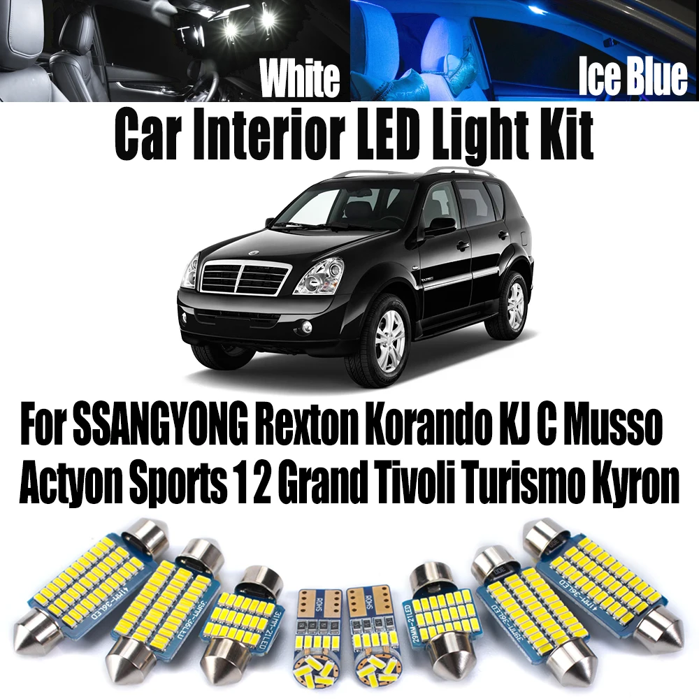 Kit de lâmpadas led para mapa de carro, luz interior canbus para ssangyong rexton korando kj c musso actyon sports 1 2 grand tivoli turismo kyron
