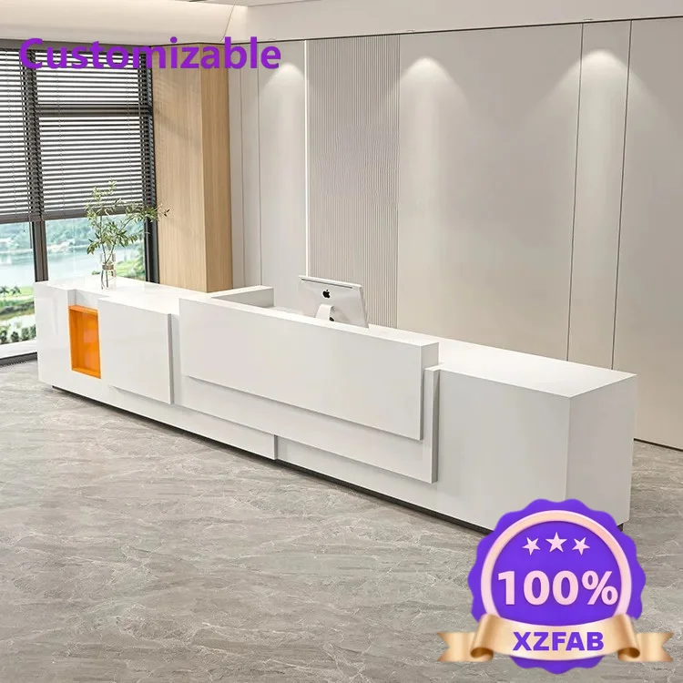 Factory Direct 2026 High Quality Company Front Desk Reception Desk Center Beauty Salon Baking Paint Simple And Modern