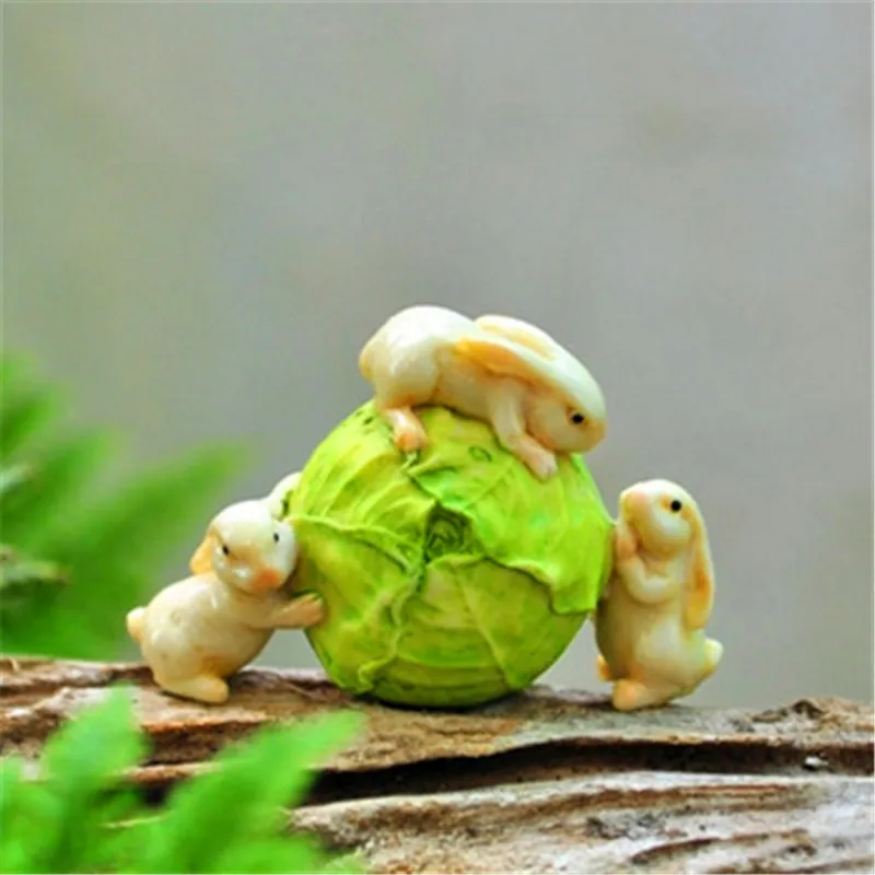 

Cute Miniature Rabbit Bunny Fairy Garden Gnome Moss Terrarium Decor, Bonsai Figurine, Resin Crafts, DIY Doll House Supplies