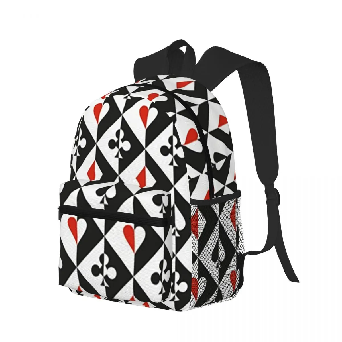 ポーカーカードパターン学生バックパックスクールバッグハイキング旅行デイパック男の子女の子用ブックバッグショルダーバッグ