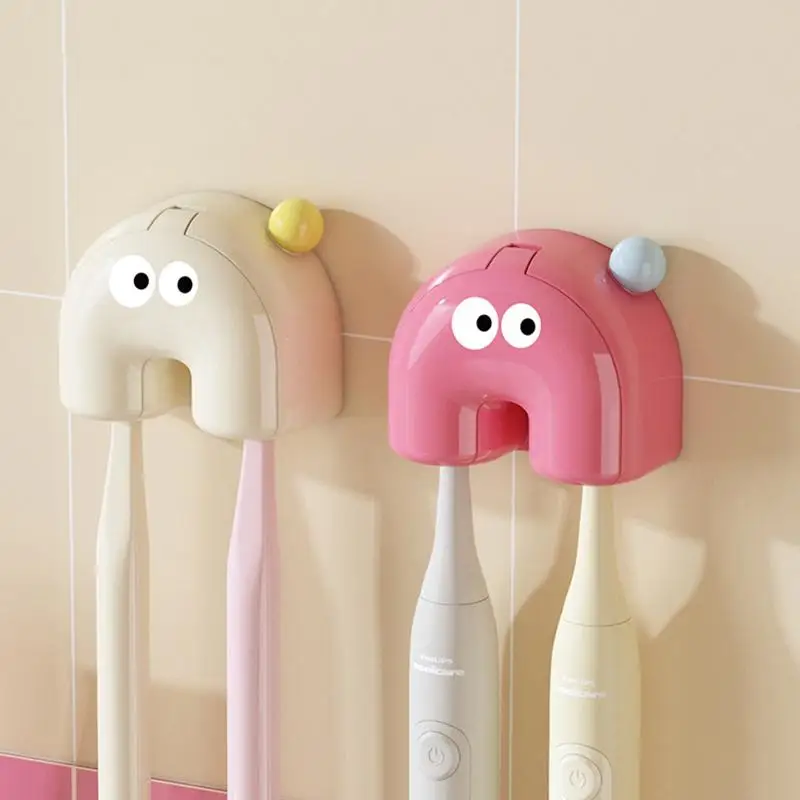 

HUA Cartoon Bathroom Toothbrush Holder Wall Mounted Toothpaste Rack Punch-free Tooth Brush Storage Holder Bathroom Accessories