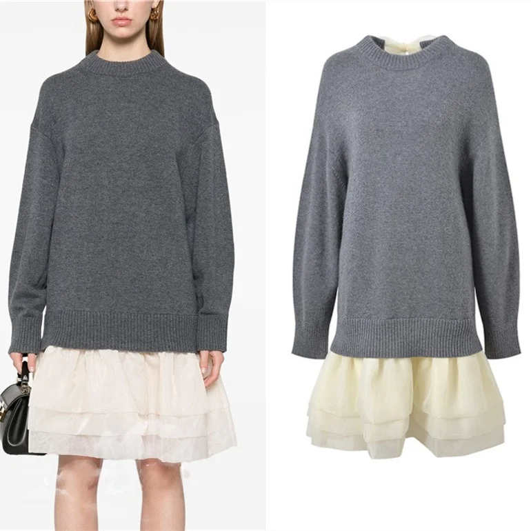 

Высококачественная версия European Sle M-Home Женское трикотажное платье с длинными рукавами Ba Knot Splice ey Dr