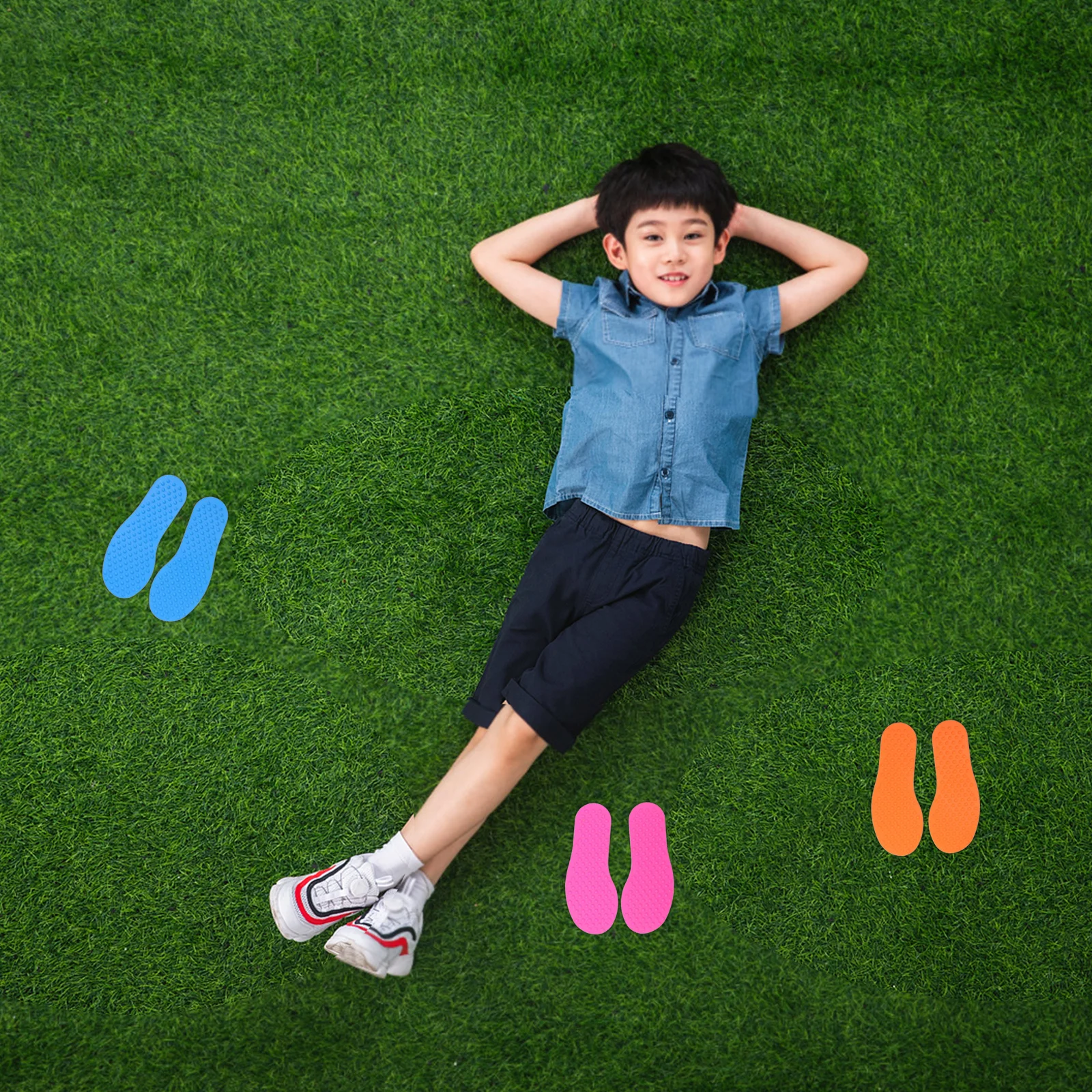 6쌍 발 모양 카펫 바닥 마커 미끄럼 방지 고무 스팟 교실 감각 훈련 유치원 야외 활동용