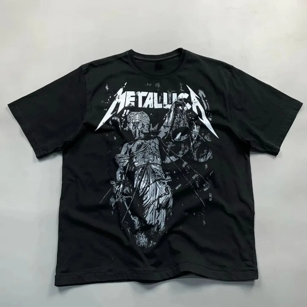 Metallica ...And Justice for All Album Graphic Unisex Shirt 2026 Summer New Men's Y2k Retro Rock Streetwear Tshirt Tops Casual