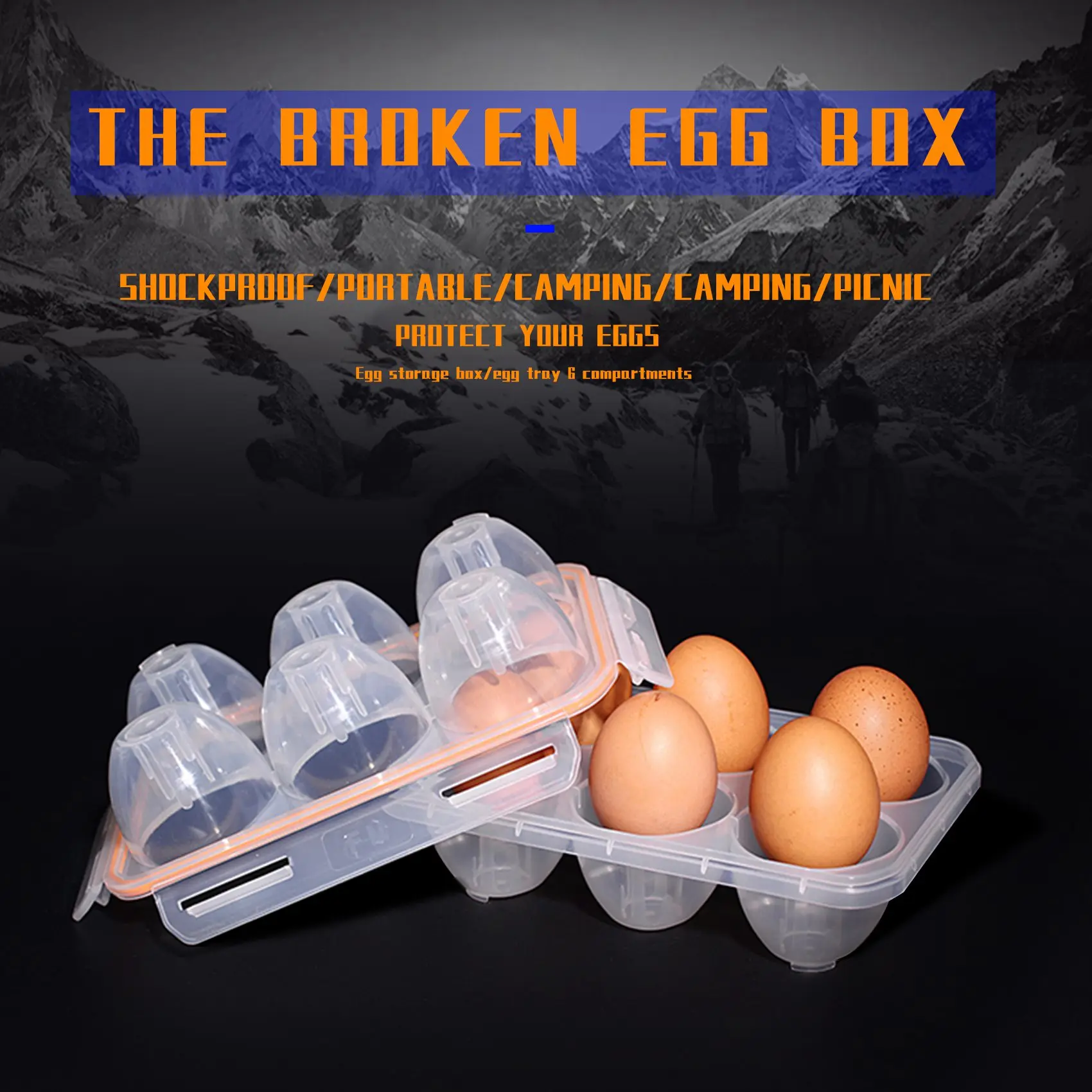 Portable Camping Shockproof and Leakproof 6 Eggs Carrier Container Case Eggs Carrier Holder Egg Storage Box Case