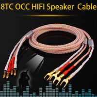 HIFI 1PCS 7N OCC 8TC Speaker Cable High-end Speaker Wire For Gold-plated Hi-fi Y Plug Banana plug Speaker Cable