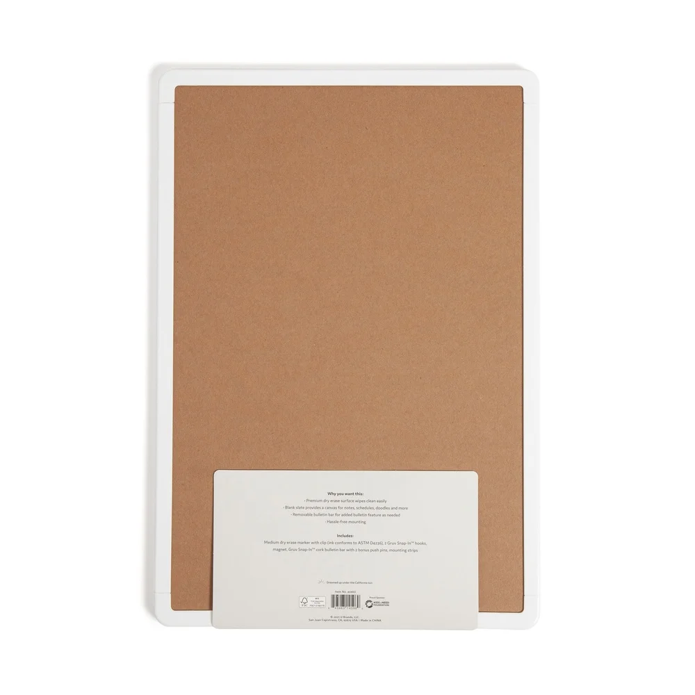 11x16インチ ホワイトボード バリューパック (フックとコルクバー付き) 家庭 オフィス 教室 整理・計画用
