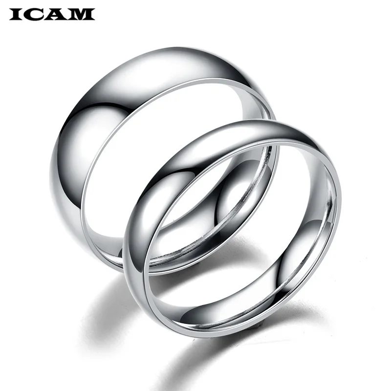 ICAM Fashion jewelry Simple Glossy Mirror Titanium Steel Ring Couple Ring for women men