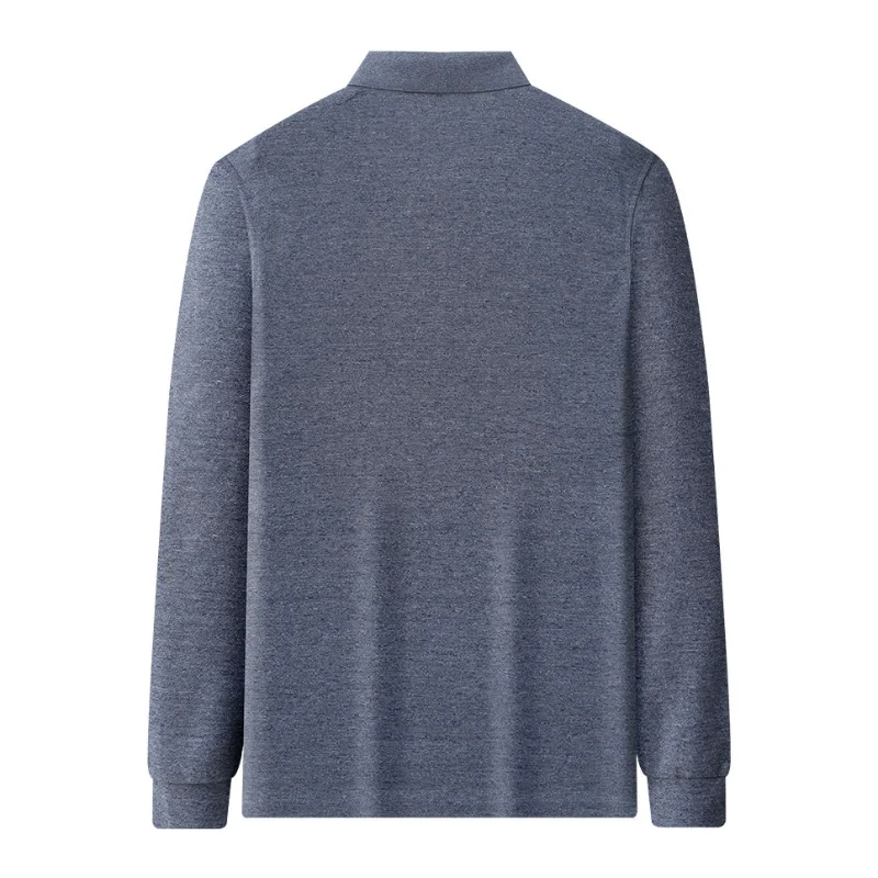 Spring Autumn Men's Lapel Polo Shirt Pure Cotton Long Sleeve T-Board Middle-aged Loose Real Pocket Daddy Pack