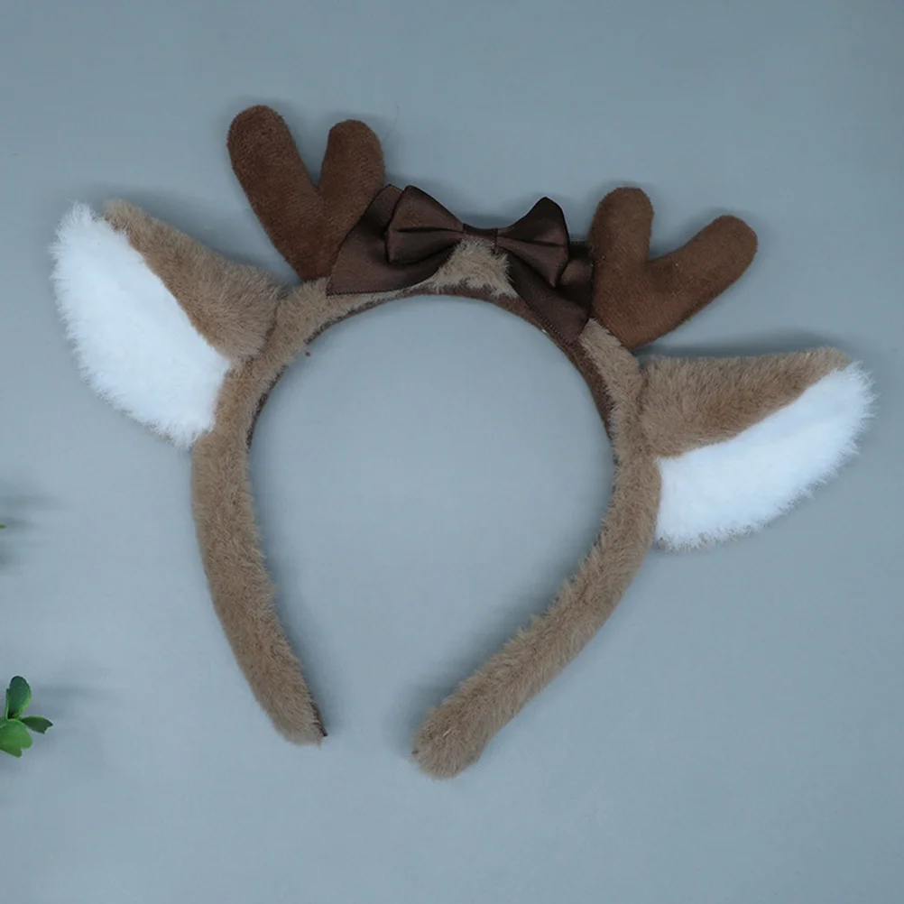 Deer Ear Headband Hair Decor Multi-function Dress Supply Bow Tie Comfortable Plush Fabric Compact Animal Women's