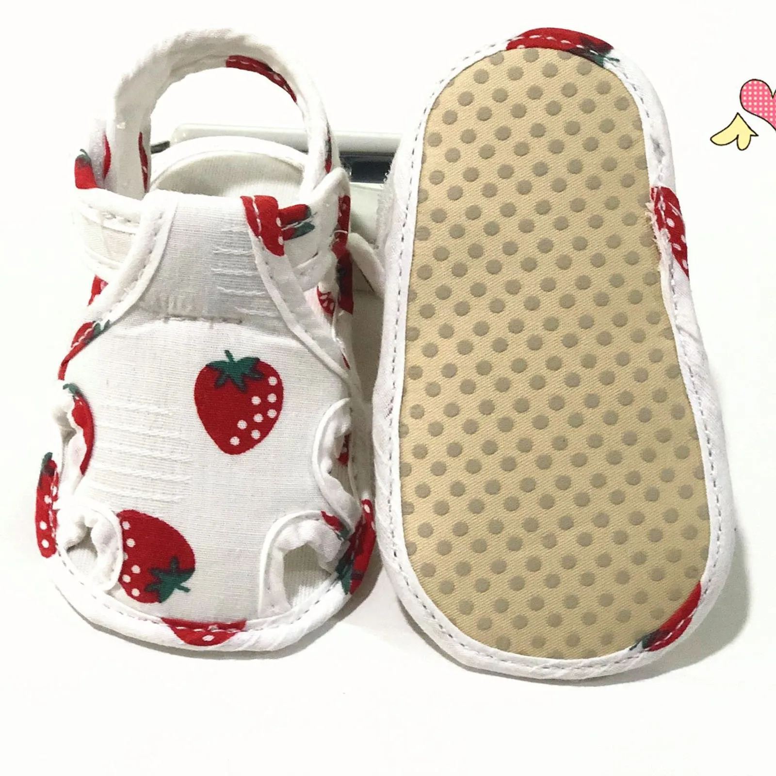 Summer New Cartoon Print Baby Sandals Toddler Shoes Soft Floor Shoes Fruit Strawberry Print Sandals Comfy Cute Walking Shoes