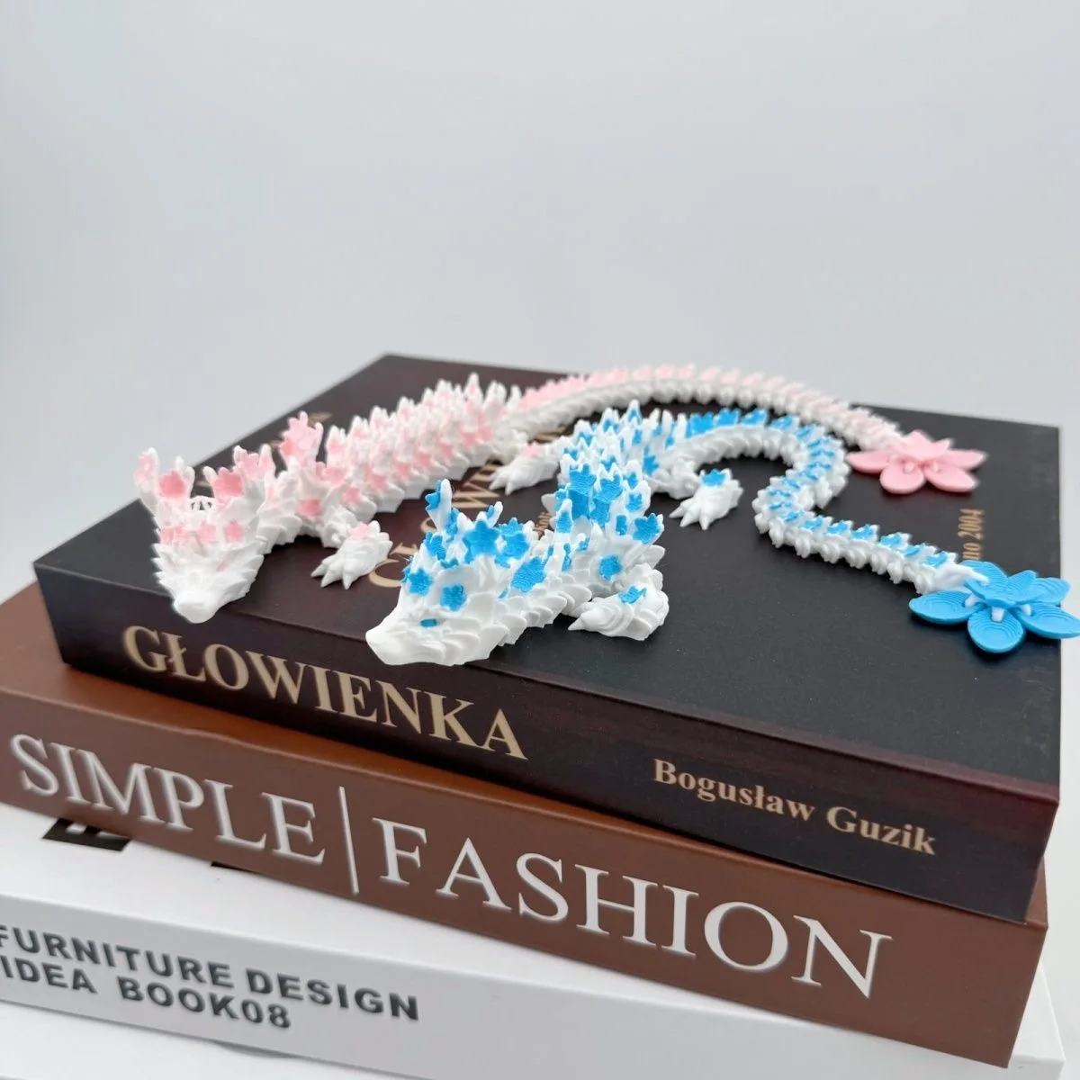 15/28cm 3D Printed Cherry Blossom Dragon Movable Joint Articulated Dragon Action Figures Home Office Desktop Ornament Xmas Gift