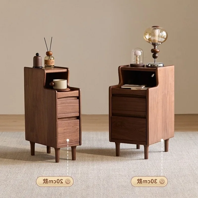walnut household bedroom solid wood bedside table, cherry wood log extremely narrow small crevice side cabinet storage