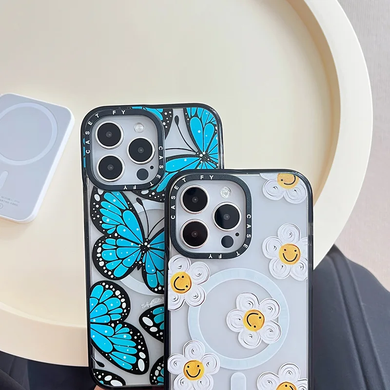 Art Oil Painting Daisy Suitable AppleiPhone16ProMaxMagnetic Phone Case13Fashion Brand14/15plus