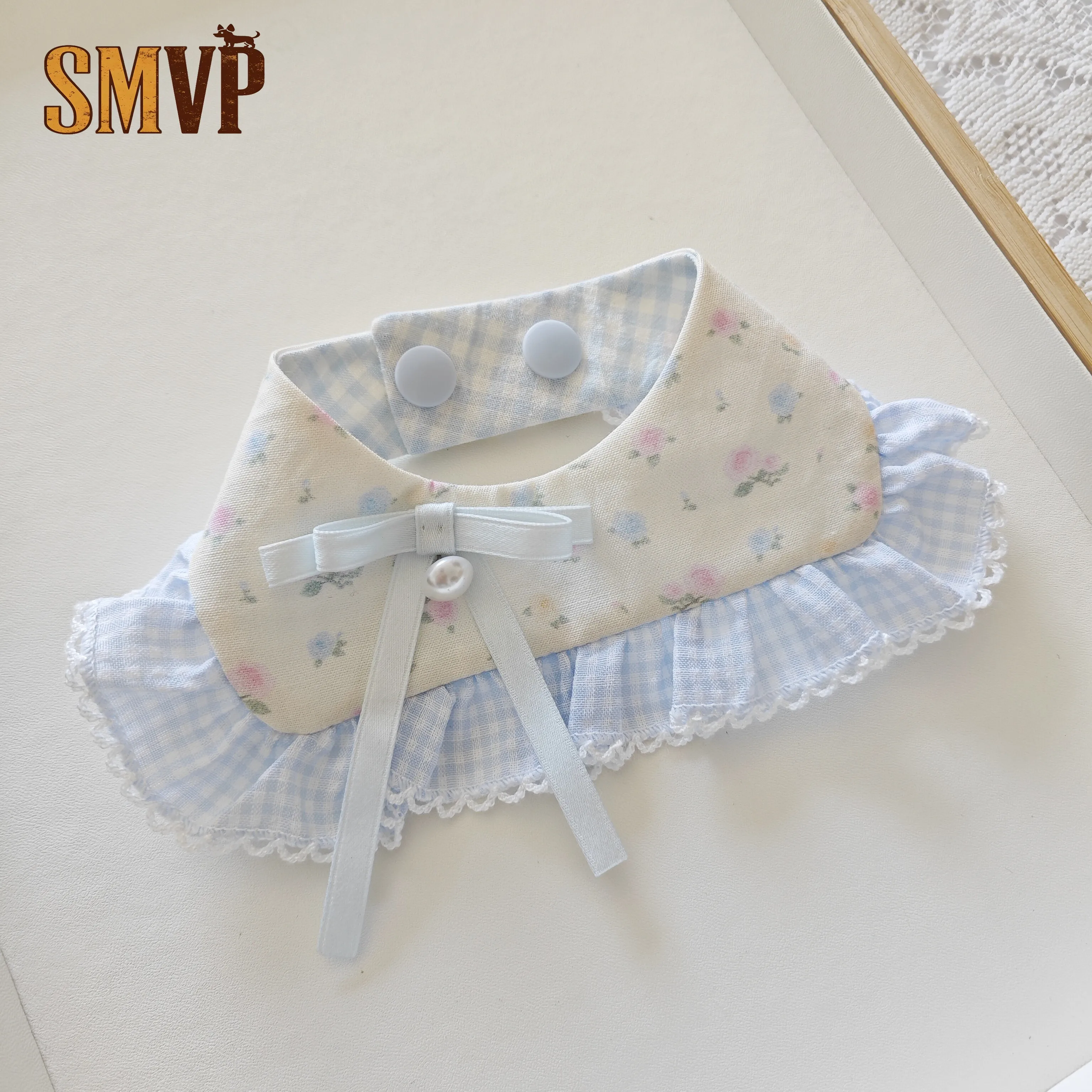 

Original Suitable for All Four Seasons Universal Cute Floral Ruffle Square Collar Neck Pet Kitten Puppy Bib
